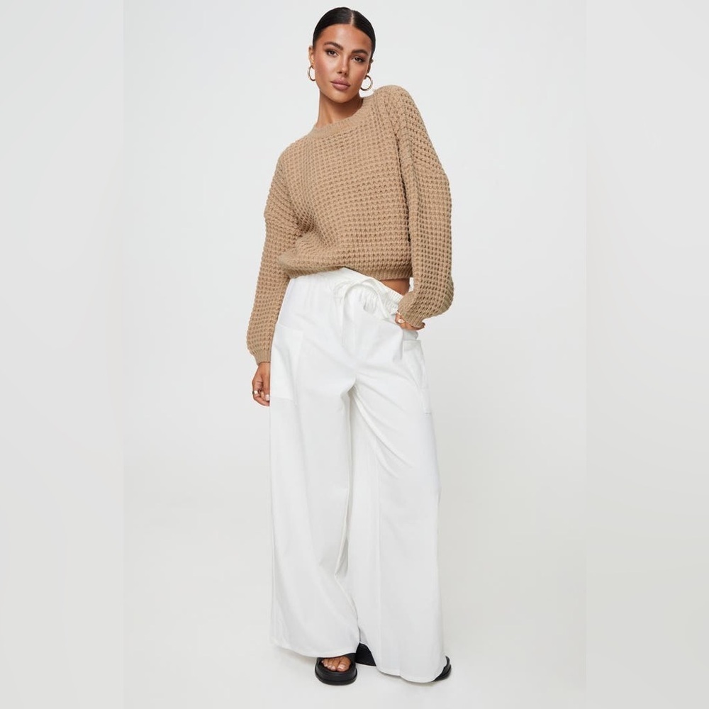 Princess Polly Brunie Wide Leg Cotton & Linen Cargo Pants Size 0 NWT